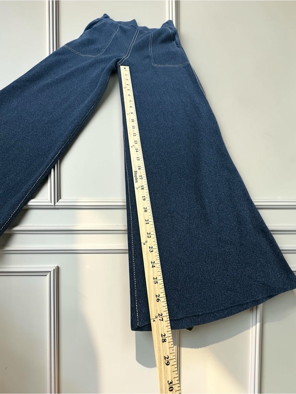 Zara High Rise Wide Leg Knit Pull On Pants.
Denim Blue. Size : Small - Picture 9 of 11